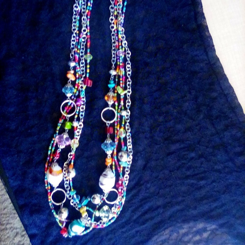 Beautiful Beaded Multi Color Layered Necklace